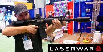 Тестирование лазертаг-винтовки LASERWAR с глушителем.