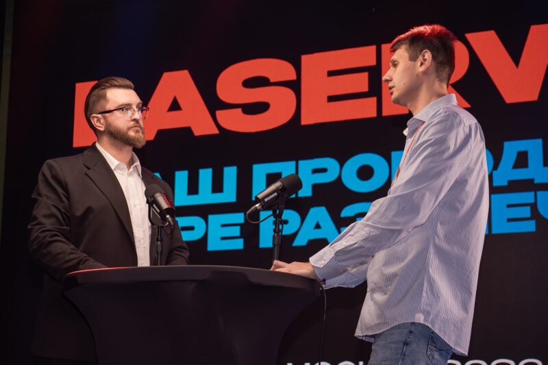 Момент выступления на презентации LASERWAR 2025