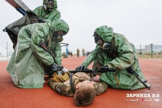 Фото «Зарницы 2.0»: песчаный полигон с маркировкой сценария на полигоне «Зарницы 2.0»