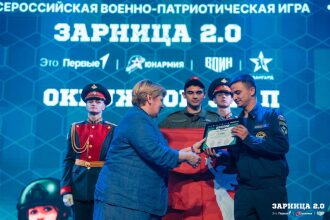 Лагерь «Авангард», лазертаг: Широкий кадр строя на тренировочном поле — №418