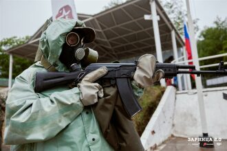 «Зарница 2.0»: групповой портрет отряда на полигоне на «Зарнице 2.0»