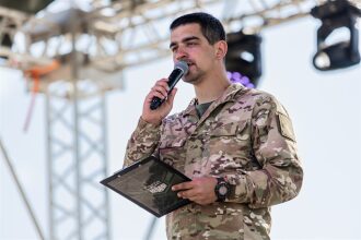 «Зарница 2.0»: строй участников на плацу лагеря «Авангард» на «Зарнице 2.0»