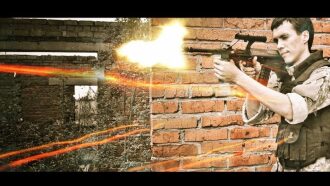 LASERWAR: мощный залп из-за кирпичного укрытия.