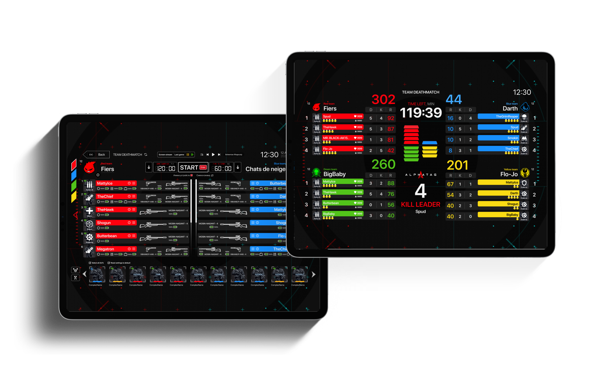 Интерфейс Alphatag Server на планшетах
